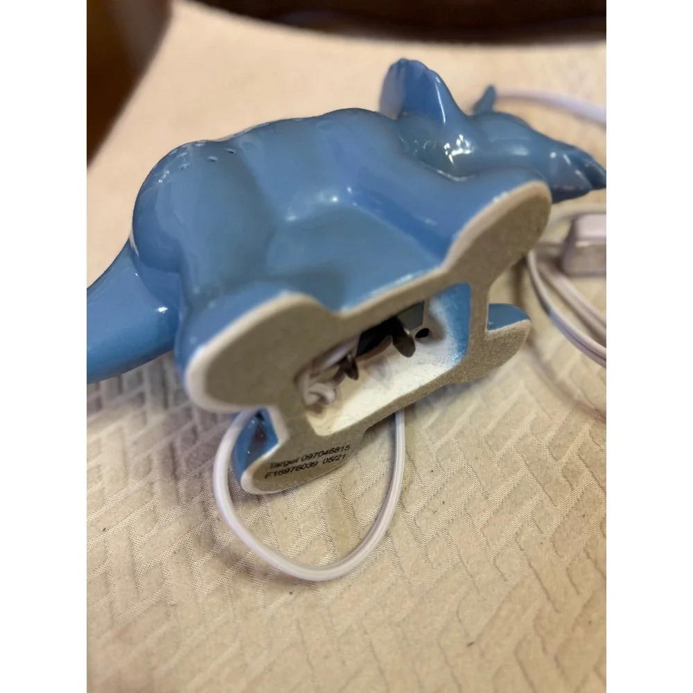 Target Blue Ceramic Triceratops Dinosaur Table Lamp Accent Night Light Glossy